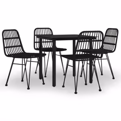 vidaXL Set da Pranzo da Giardino 5 pz Nero in Polyrattan - Vista aggiuntiva 2