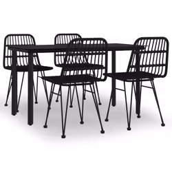 vidaXL Set da Pranzo da Giardino 5 pz Nero in Polyrattan - Vista aggiuntiva 2