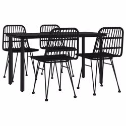 vidaXL Set da Pranzo da Giardino 5 pz Nero in Polyrattan - Vista aggiuntiva 3