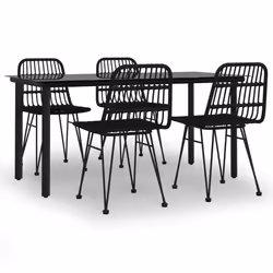 vidaXL Set da Pranzo da Giardino 5 pz Nero in Polyrattan - Vista aggiuntiva 2