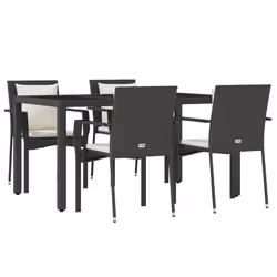 Set da Pranzo da Giardino 5 pz Nero con Cuscini in Polyrattancod mxl 76460 - Vista aggiuntiva 3