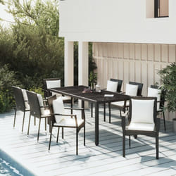 Vidaxl - Set da Pranzo da Giardino 9 pz con Cuscini Nero in Polyrattan