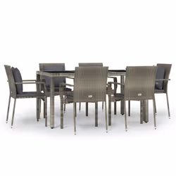 Set da Pranzo da Giardino 7 pz con Cuscini in Polyrattan Grigiocod mxl 124353 - Vista aggiuntiva 2