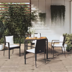 Set da Pranzo da Giardino 5 pz Nero con Cuscini in Polyrattancod mxl 76451