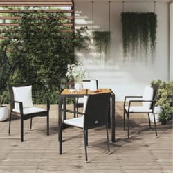 Set da Pranzo da Giardino 5 pz Nero con Cuscini in Polyrattancod mxl 76451