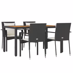 Set da Pranzo da Giardino 5 pz Nero con Cuscini in Polyrattancod mxl 100424 - Vista aggiuntiva 3