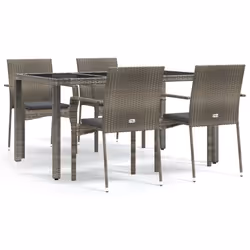 Set da Pranzo da Giardino 5 pz con Cuscini in Polyrattan Grigiocod mxl 101234 - Vista aggiuntiva 2