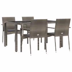 Set da Pranzo da Giardino 5 pz con Cuscini in Polyrattan Grigiocod mxl 101234 - Vista aggiuntiva 3