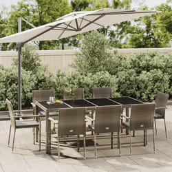 Set da Pranzo da Giardino 9 pz con Cuscini in Polyrattan Grigiocod mxl 125221