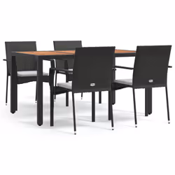 Set da Pranzo da Giardino 5 pz Nero con Cuscini in Polyrattancod mxl 76456 - Vista aggiuntiva 2