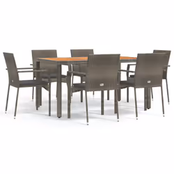 Set da Pranzo da Giardino 7 pz con Cuscini in Polyrattan Grigiocod mxl 76464 - Vista aggiuntiva 2