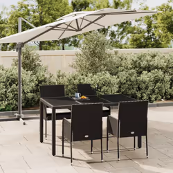 Set da Pranzo da Giardino 5 pz Nero con Cuscini in Polyrattancod mxl 76446