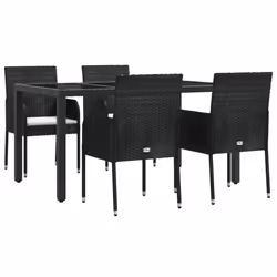 Set da Pranzo da Giardino 5 pz Nero con Cuscini in Polyrattancod mxl 76446 - Vista aggiuntiva 3