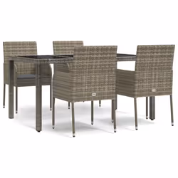 Set da Pranzo da Giardino 5 pz con Cuscini in Polyrattan Grigiocod mxl 124399 - Vista aggiuntiva 2