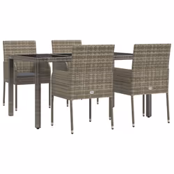 Set da Pranzo da Giardino 5 pz con Cuscini in Polyrattan Grigiocod mxl 124399 - Vista aggiuntiva 3