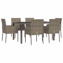 Set da Pranzo da Giardino 7 pz con Cuscini in Polyrattan Grigiocod mxl 76458 - Vista aggiuntiva 3