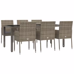 Set da Pranzo da Giardino 7 pz con Cuscini in Polyrattan Grigiocod mxl 100420 - Vista aggiuntiva 3