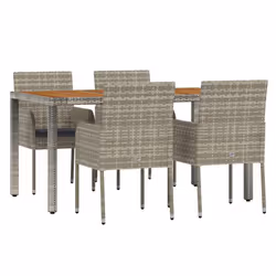 vidaXL Set da Pranzo da Giardino 5 pz con Cuscini in Polyrattan Grigio - Vista aggiuntiva 3