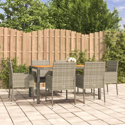 Set da Pranzo da Giardino 7 pz con Cuscini in Polyrattan Grigiocod mxl 76469