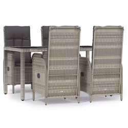 vidaXL Set da Pranzo da Giardino 5 pz con Cuscini in Polyrattan Grigio - Vista aggiuntiva 2