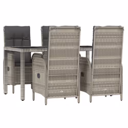 vidaXL Set da Pranzo da Giardino 5 pz con Cuscini in Polyrattan Grigio - Vista aggiuntiva 3