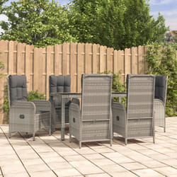 Set da Pranzo da Giardino 7 pz con Cuscini in Polyrattan Grigiocod mxl 124375