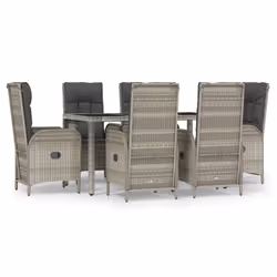Set da Pranzo da Giardino 7 pz con Cuscini in Polyrattan Grigiocod mxl 124375 - Vista aggiuntiva 2