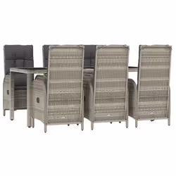 vidaXL Set da Pranzo da Giardino 7 pz con Cuscini in Polyrattan Grigio - Vista aggiuntiva 3