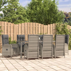 Set da Pranzo da Giardino 9 pz con Cuscini in Polyrattan Grigiocod mxl 100389