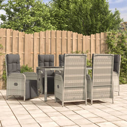 Set da Pranzo da Giardino 7 pz con Cuscini in Polyrattan Grigiocod mxl 124373