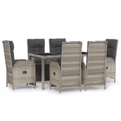 Set da Pranzo da Giardino 7 pz con Cuscini in Polyrattan Grigiocod mxl 124373 - Vista aggiuntiva 2