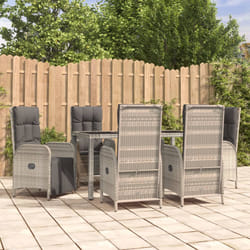 Set da Pranzo da Giardino 7 pz con Cuscini in Polyrattan Grigiocod mxl 76424