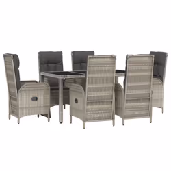 Set da Pranzo da Giardino 7 pz con Cuscini in Polyrattan Grigiocod mxl 76424 - Vista aggiuntiva 3