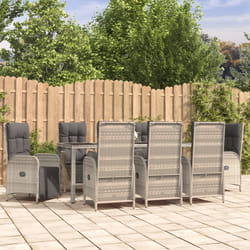 Set da Pranzo da Giardino 9 pz con Cuscini in Polyrattan Grigiocod mxl 100442
