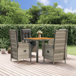 Set da Pranzo da Giardino 5 pz con Cuscini in Polyrattan Grigiocod mxl 124371