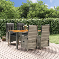 Set da Pranzo da Giardino 5 pz con Cuscini in Polyrattan Grigiocod mxl 100434