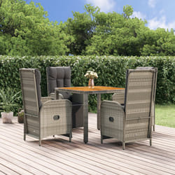 Set da Pranzo da Giardino 5 pz con Cuscini in Polyrattan Grigiocod mxl 124342
