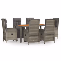 Set da Pranzo da Giardino 7 pz con Cuscini in Polyrattan Grigiocod mxl 124370 - Vista aggiuntiva 2