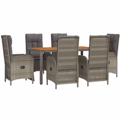Set da Pranzo da Giardino 7 pz con Cuscini in Polyrattan Grigiocod mxl 124348 - Vista aggiuntiva 3