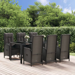 Set da Pranzo Giardino 7pz Nero e Grigio con Cuscini Polyrattancod mxl 76467