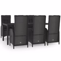 Set da Pranzo Giardino 7pz Nero e Grigio con Cuscini Polyrattancod mxl 76467