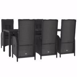 Set da Pranzo Giardino 7pz Nero e Grigio con Cuscini Polyrattancod mxl 76467
