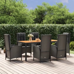 Set da Pranzo da Giardino 7 pz Nero con Cuscini in Polyrattancod mxl 124382