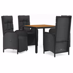 Set da Pranzo da Giardino 5 pz Nero con Cuscini in Polyrattancod mxl 100425 - Vista aggiuntiva 2