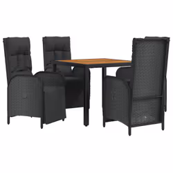 Set da Pranzo da Giardino 5 pz Nero con Cuscini in Polyrattancod mxl 100425 - Vista aggiuntiva 3