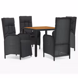 Set da Pranzo da Giardino 5 pz Nero con Cuscini in Polyrattancod mxl 100426 - Vista aggiuntiva 2