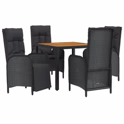 Set da Pranzo da Giardino 5 pz Nero con Cuscini in Polyrattancod mxl 100426 - Vista aggiuntiva 3