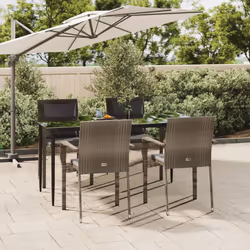 Set da Pranzo Giardino 5pz Nero e Grigio con Cuscini Polyrattancod mxl 76441
