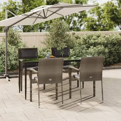Set da Pranzo Giardino 5pz Nero e Grigio con Cuscini Polyrattancod mxl 76441