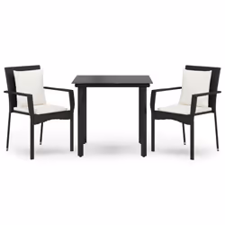 Set da Pranzo da Giardino 3 pz con Cuscini Nero in Polyrattancod mxl 100453 - Vista aggiuntiva 2
